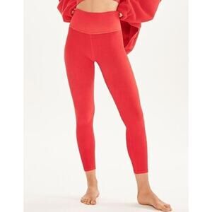 Free People Movement Good Karma Leggings High Rise Ribbed Knit Red Small